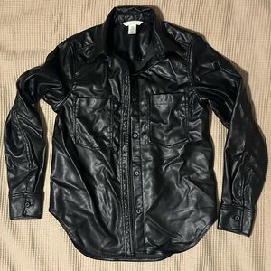 H&M Black Faux Leather Shirt